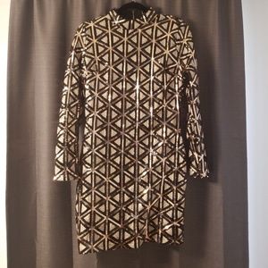 Geo Print Sequin Mini, Party Dress, NWT